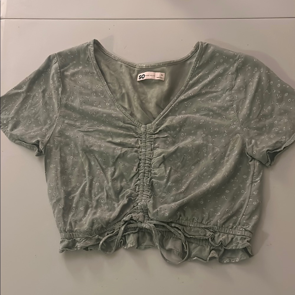 SO Women's Green Ruched Top